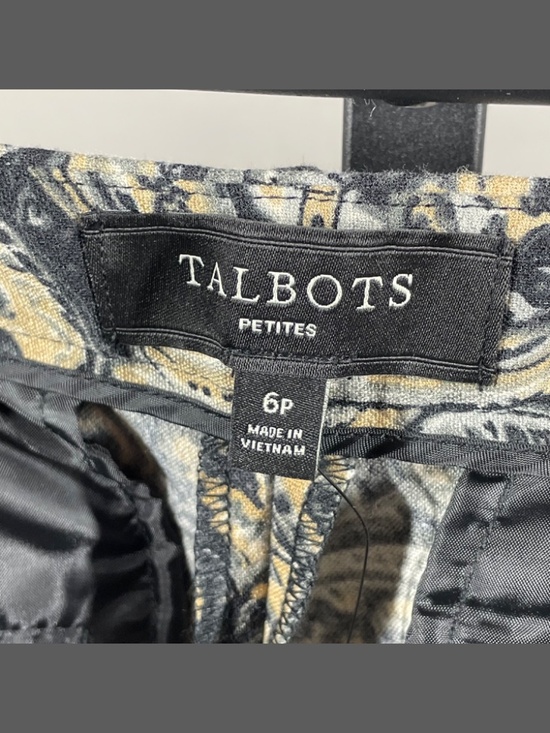NEW Talbots Pants Womens 6 petite black tan floral paisley Hampshire straight - Picture 4 of 10